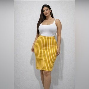 CAPELLA SKIRT SIZE LARGE Yellow Striped Women's Skirt (NEW)
